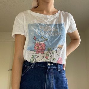 Abercrombie Charlie Brown Christmas White Graphic Tee